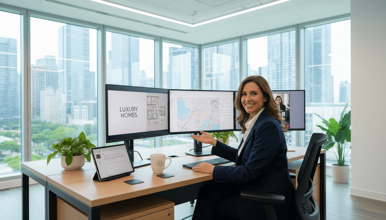 Real estate professional using AI-powered automation to manage leads and appointments efficiently